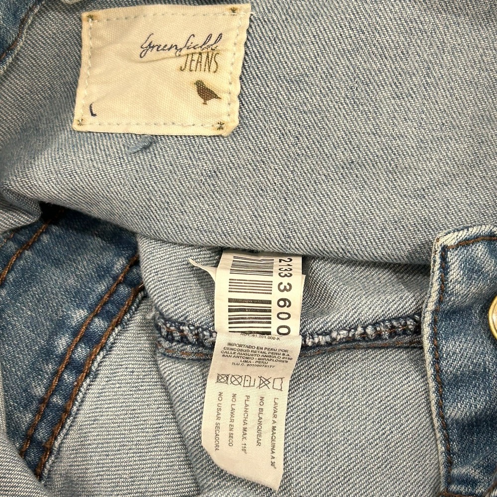 Greenfield Denim Jacket L Boho Festival Indie Western Embroidered Aztec Tassel - Picture 8 of 9